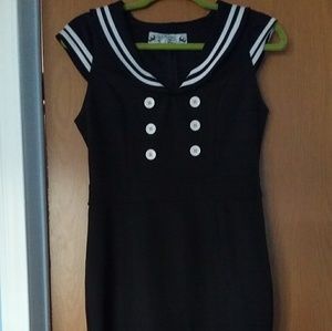 Hell bunny black sailor pencil dress, small